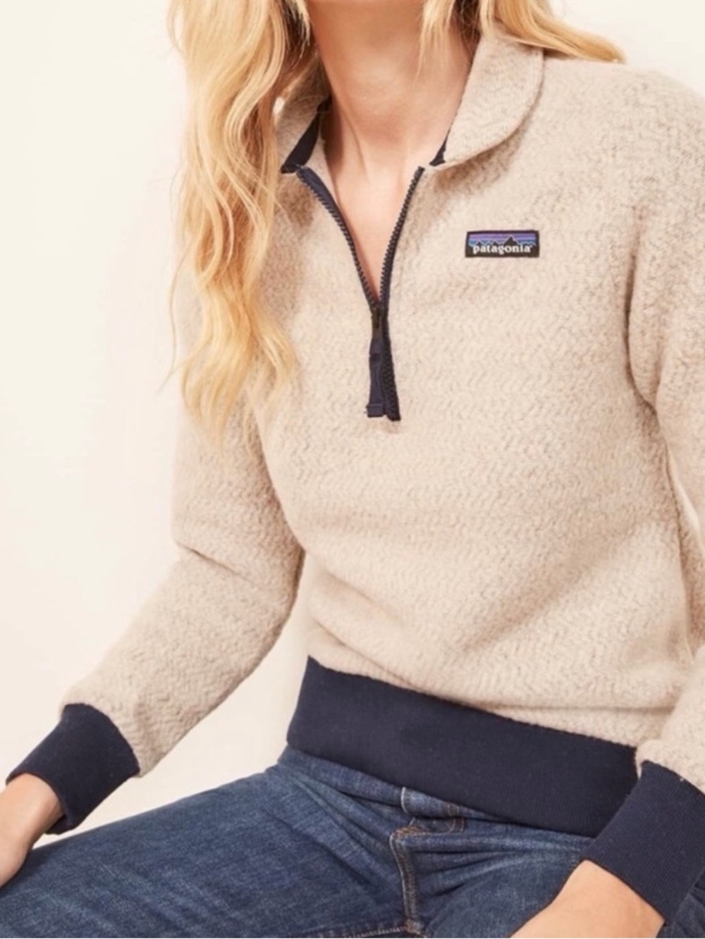 Patagonia Woolyester Fleece 1/4 Zip Pullover Oatmeal Heather Size XL